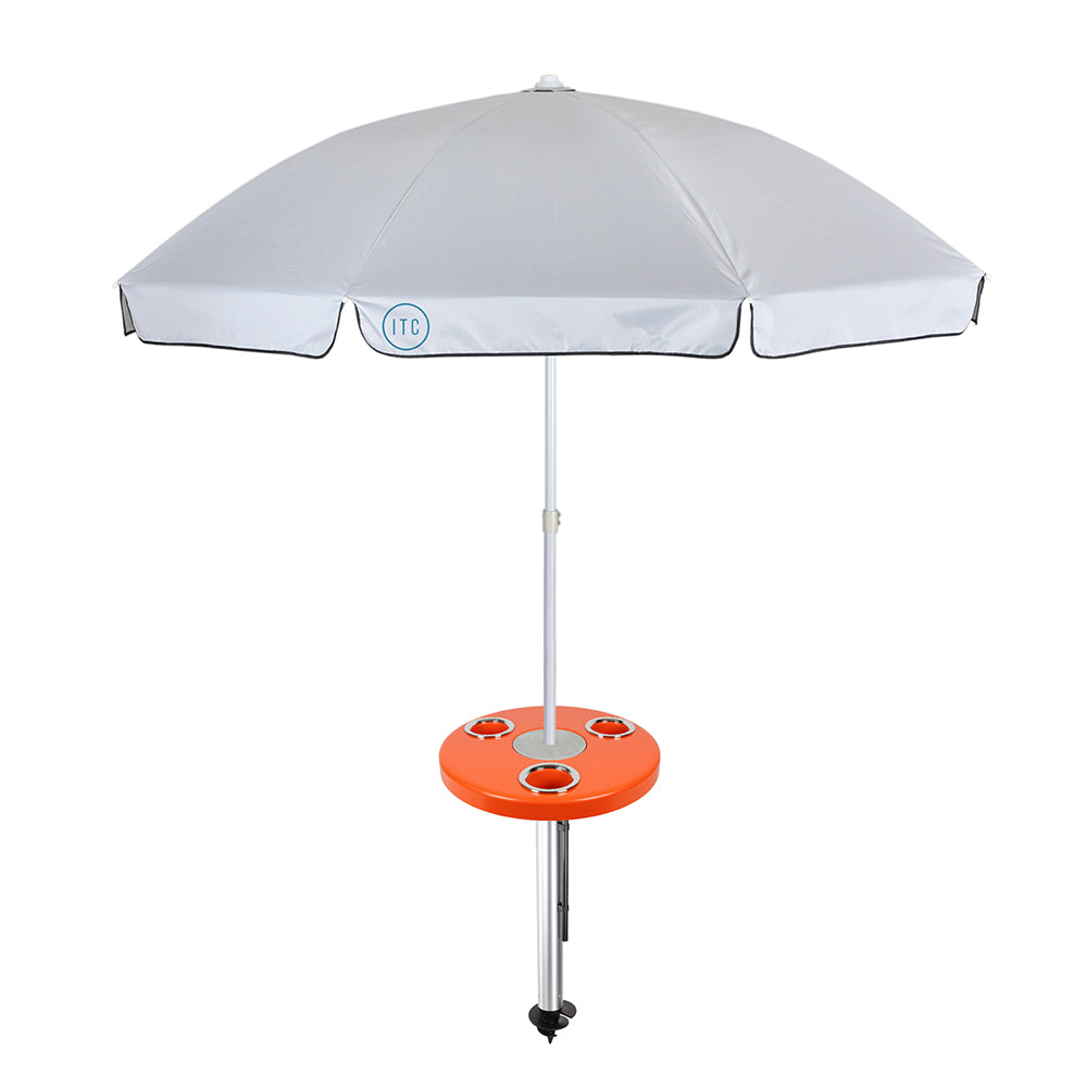 Orange Beach Table w/ Sand Bar Table Leg & Umbrella | ITC Shop Now