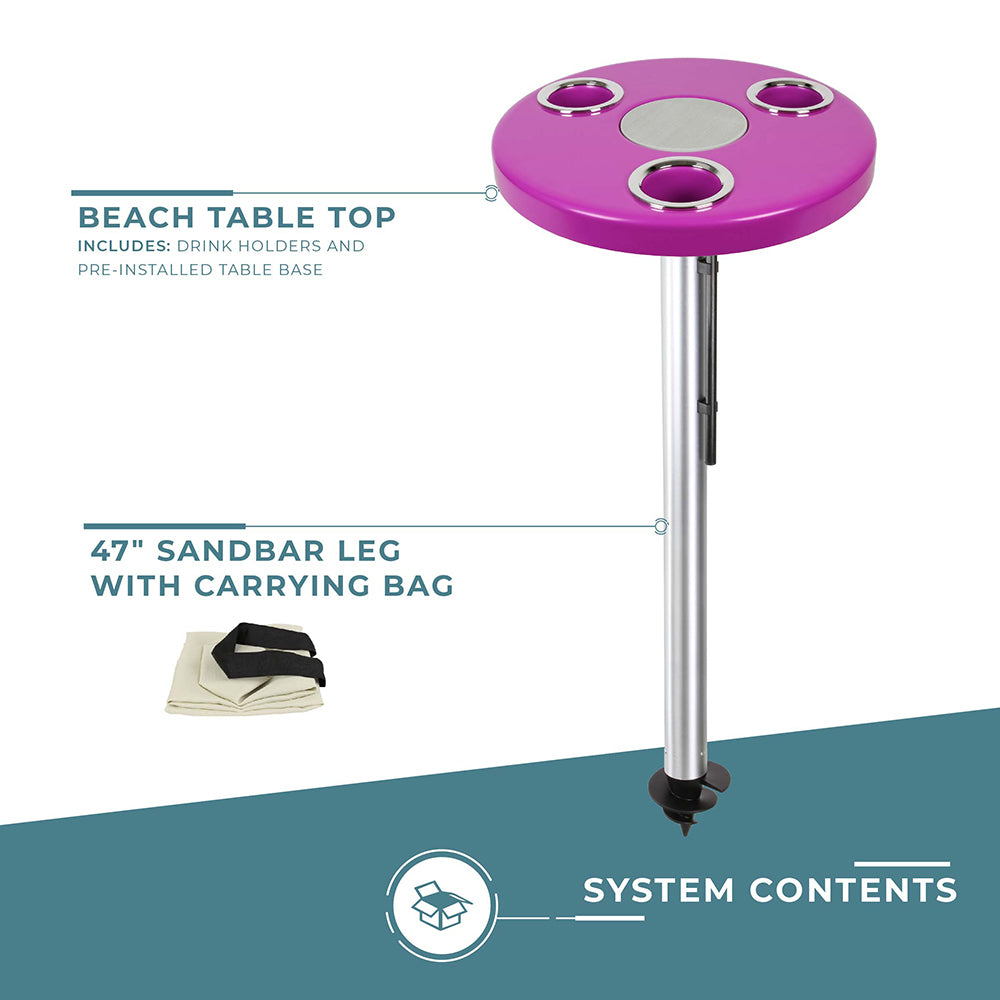 Magenta Pink Beach Table w/ Sand Bar Table Leg | ITC SHOP NOW