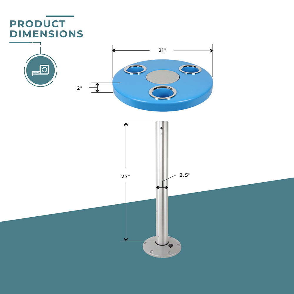 Aqua Blue Round Boat Table System | ITC Shop Now