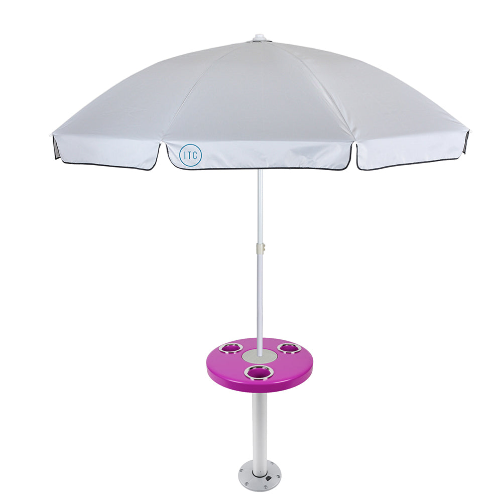 Magenta Pink Round Boat Table System with Umbrella | ITC Shop Now