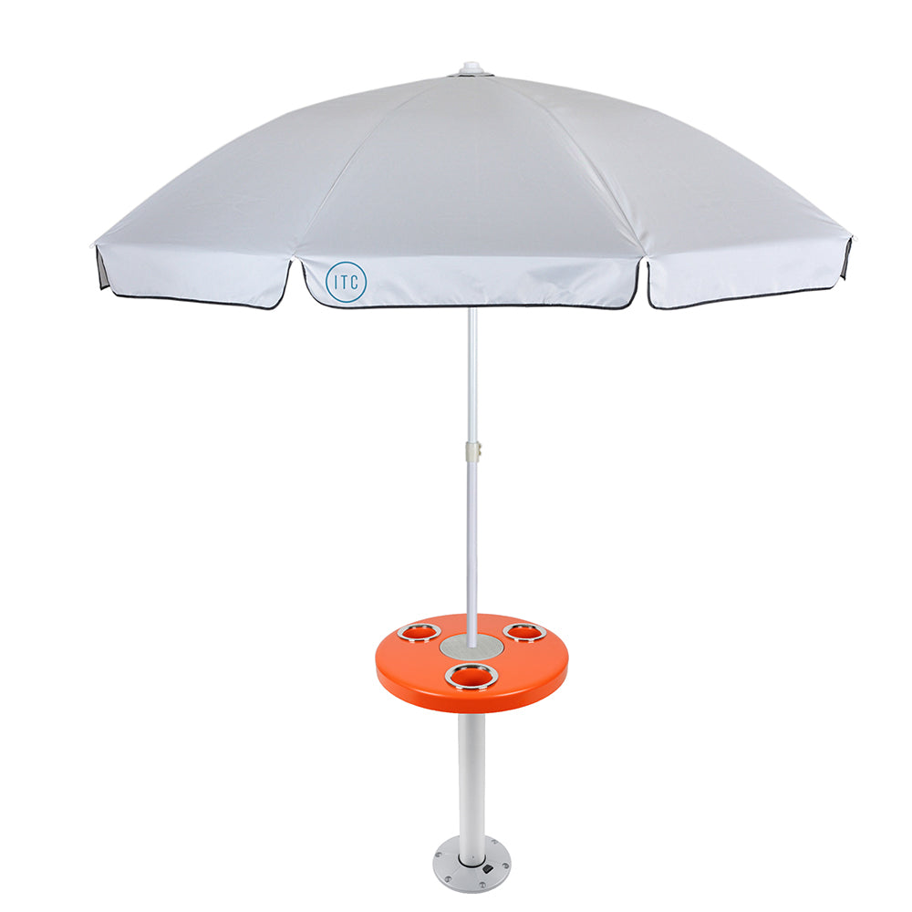 Orange Round Boat Table System with Umbrella | ITC Shop Now