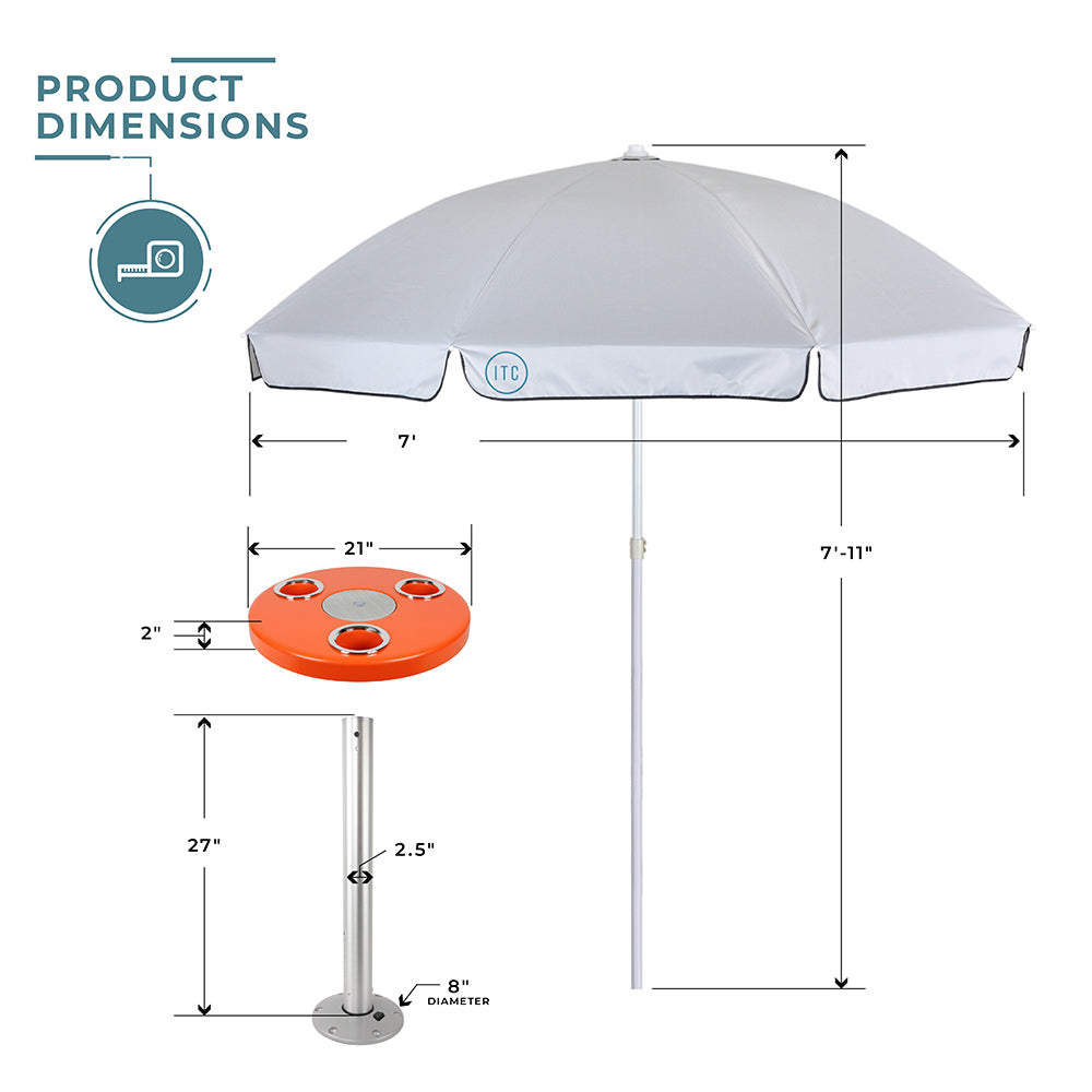 Orange Round Boat Table System with Umbrella | ITC Shop Now