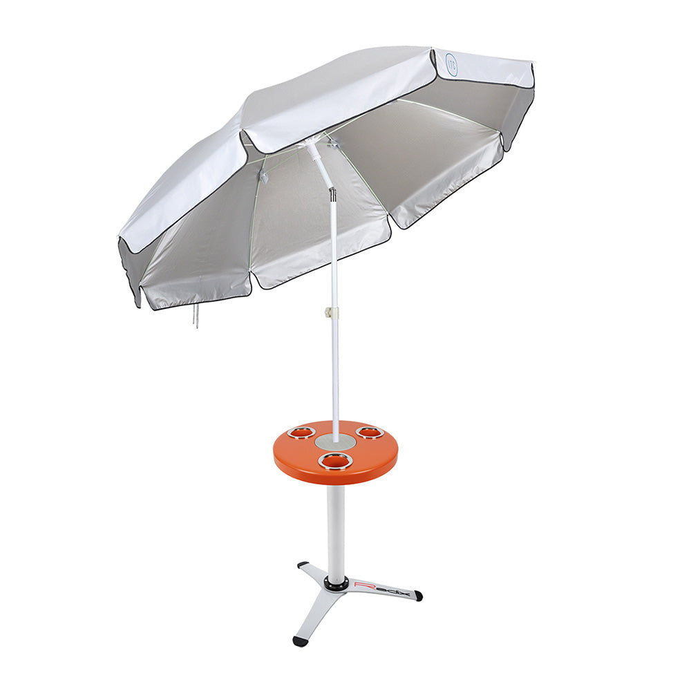 Round Outdoor Table with Radix Table Leg Stand and Umbrella
