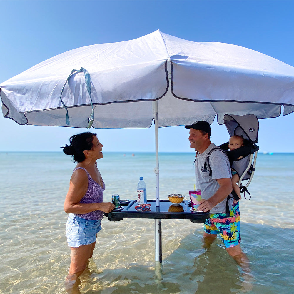 Non-Lit Party Table with Sand Bar Leg and Umbrella