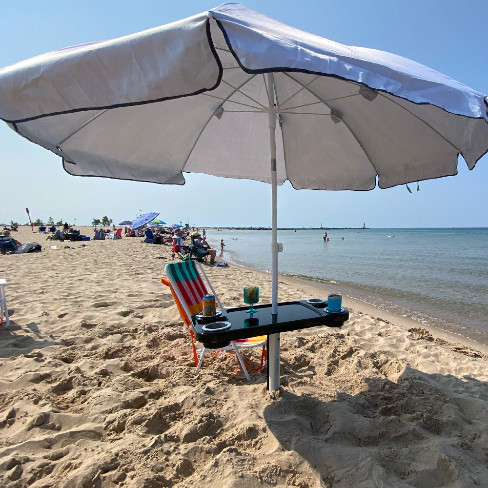 Non-Lit Party Table with Sand Bar Leg and Umbrella