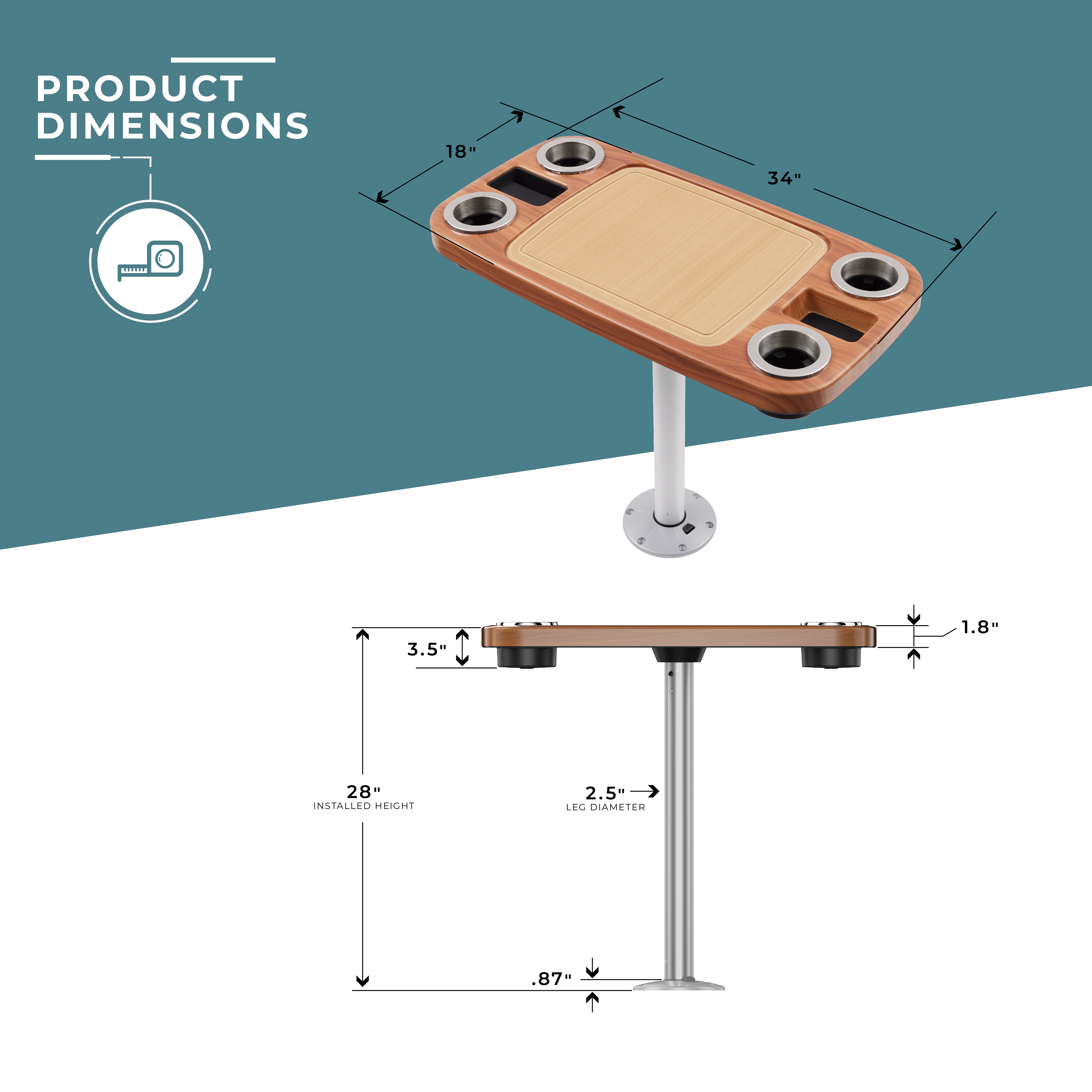 Non-lit Party Boat Table Systems w/ Center Foam Mat