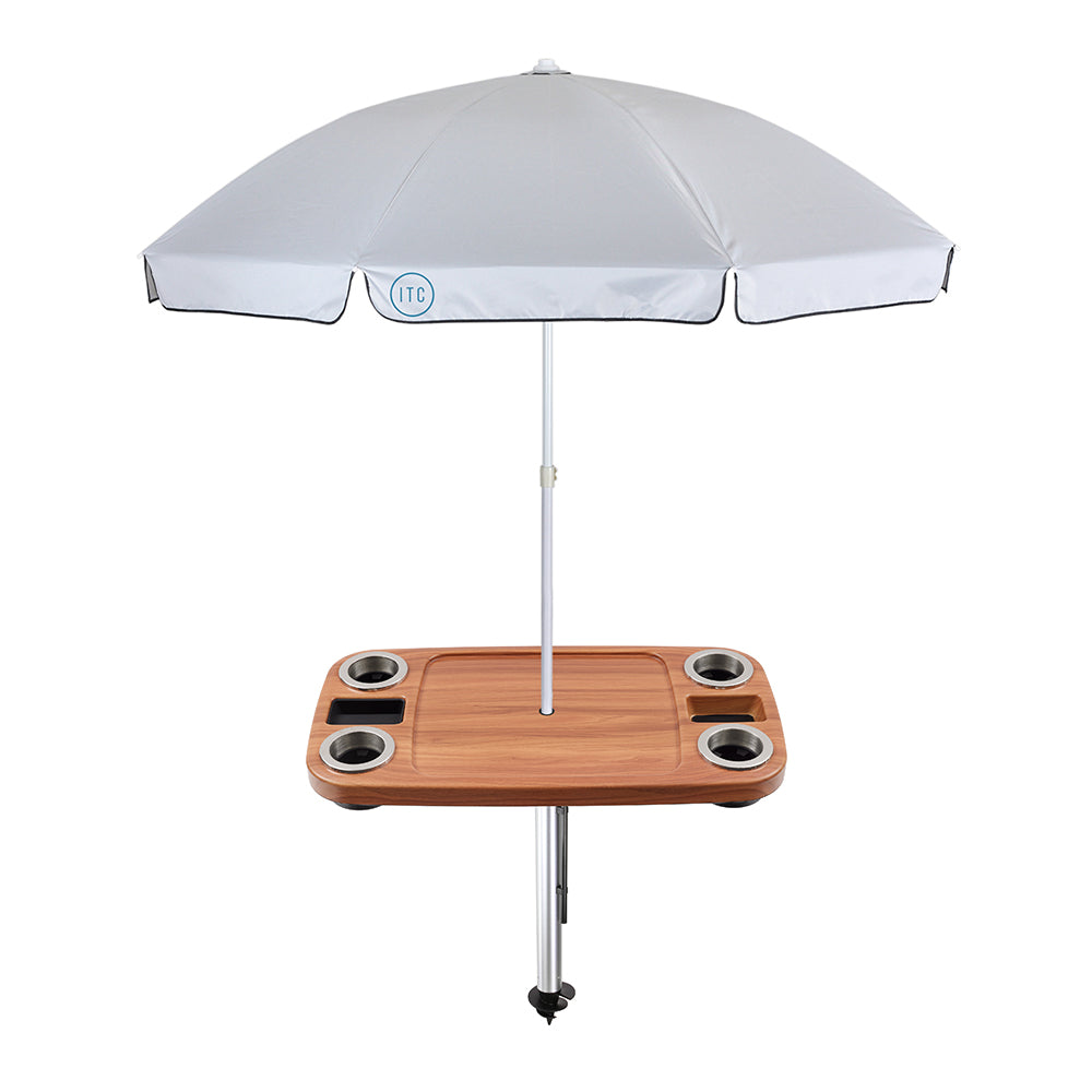Non-Lit Party Table with Sand Bar Leg and Umbrella