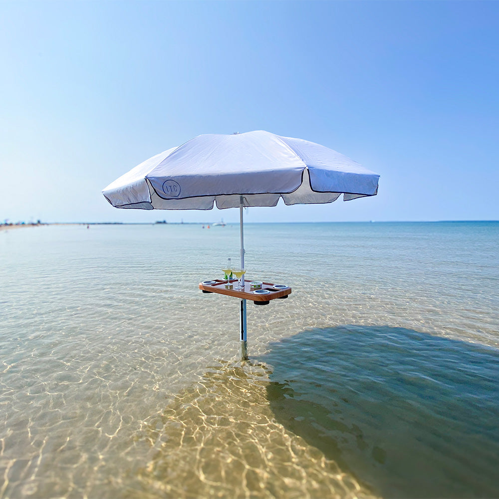 Non-Lit Party Table with Sand Bar Leg and Umbrella