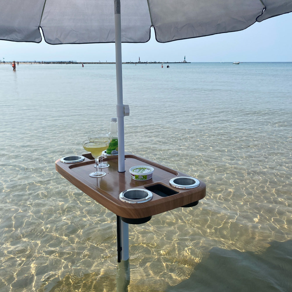 Non-Lit Party Table with Sand Bar Leg and Umbrella