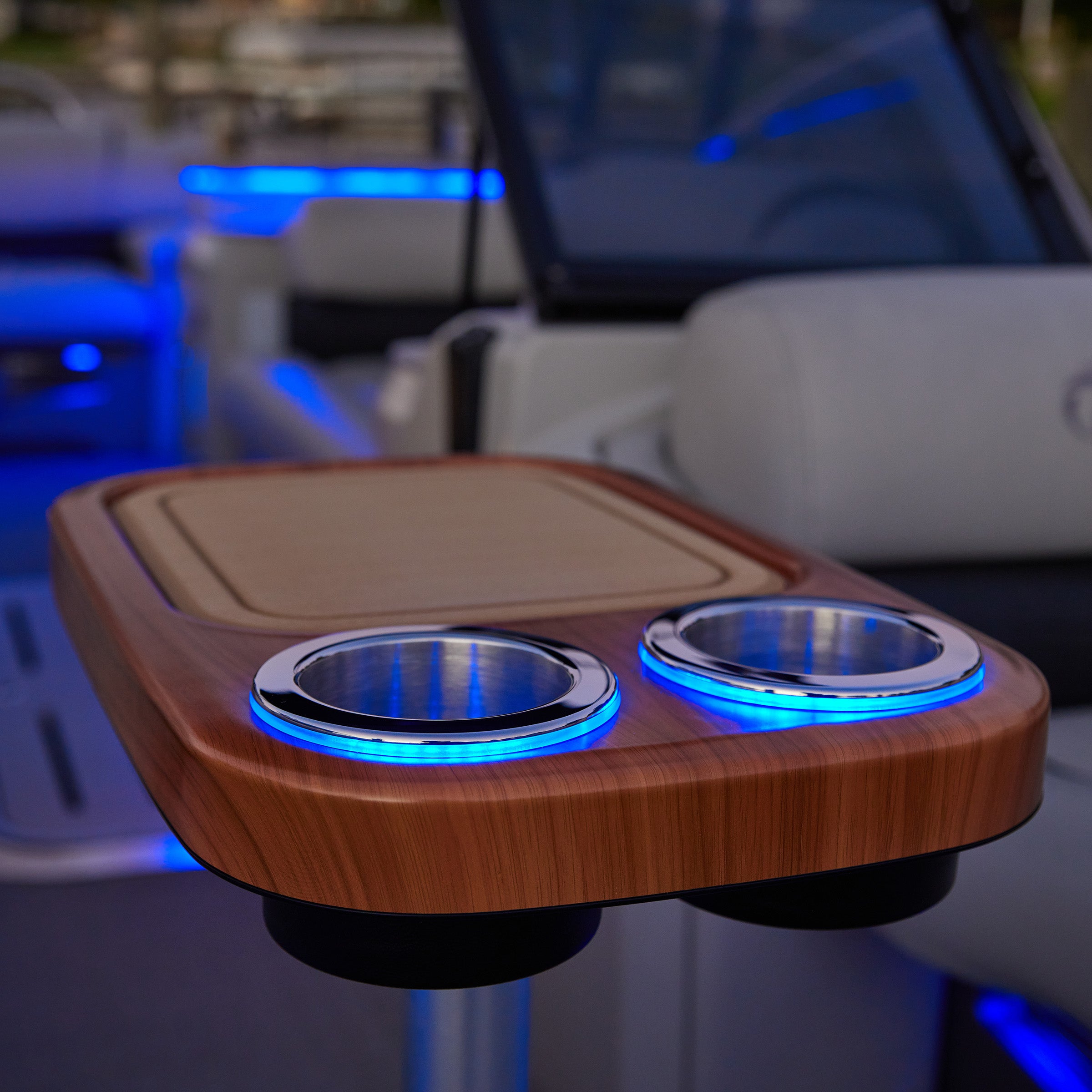 Battery Powered LED Lit Cocktail Boat Table w/ Center Foam Mat