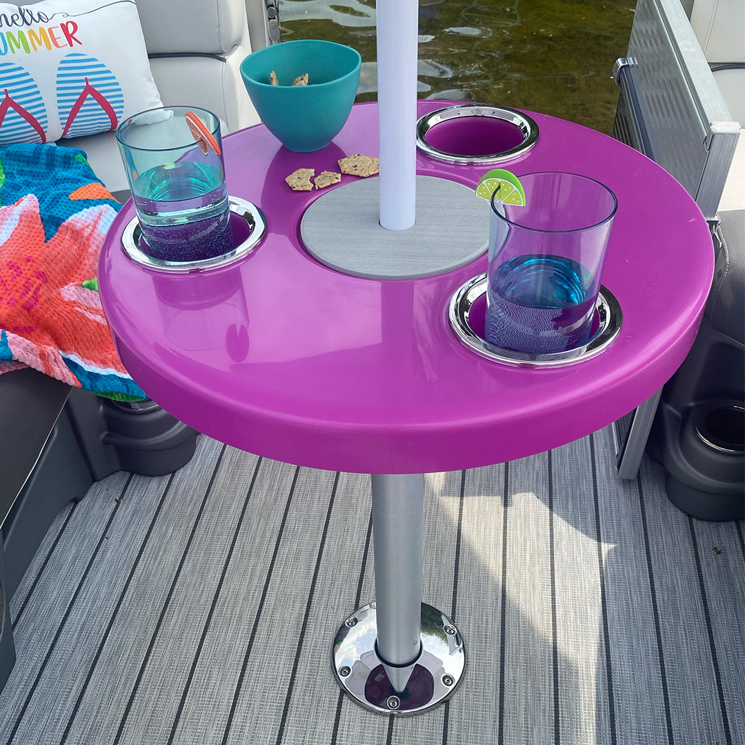 Round Boat Table System with Umbrella