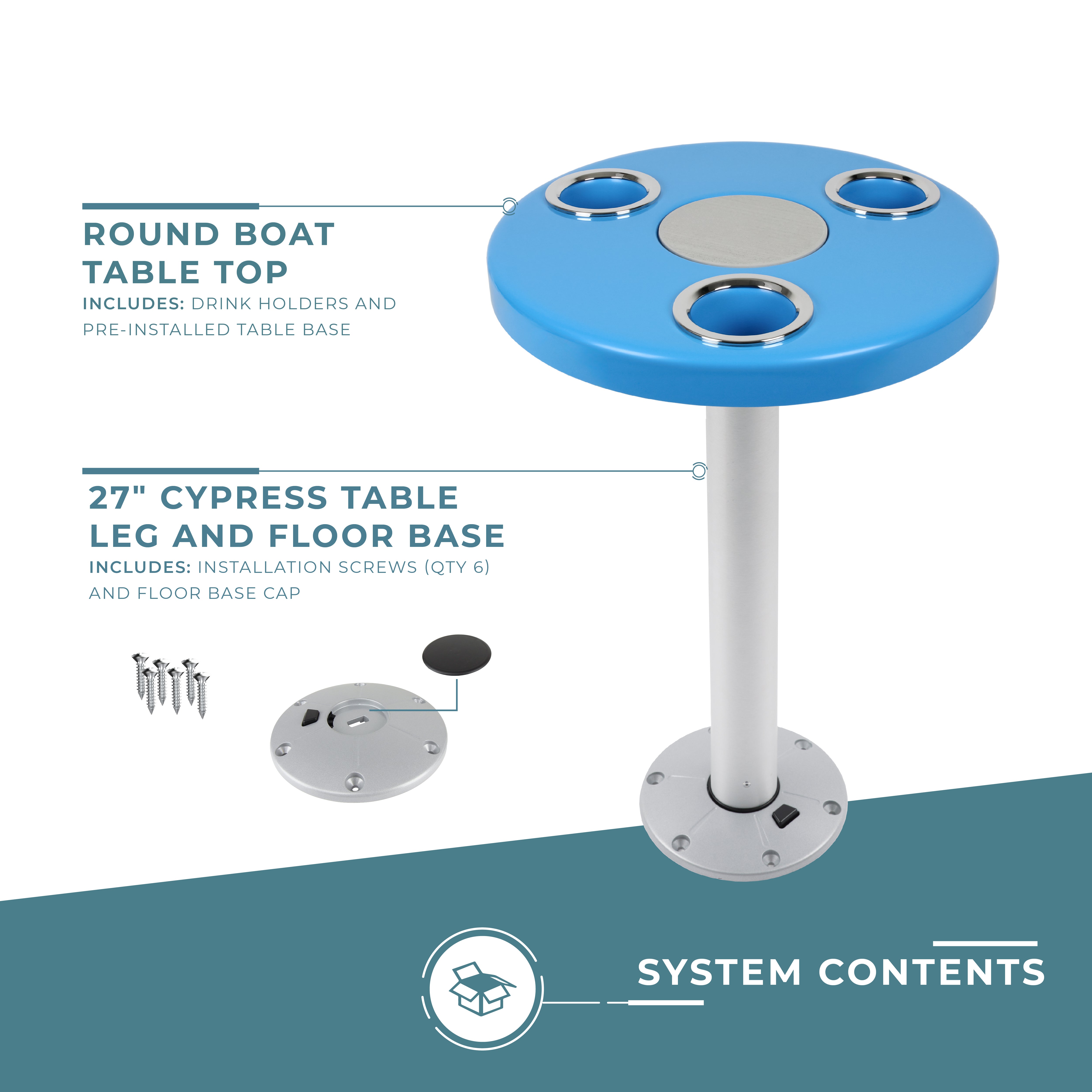 Aqua Blue Round Boat Table System