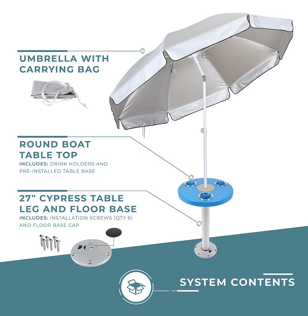 Round Boat Table System with Umbrella