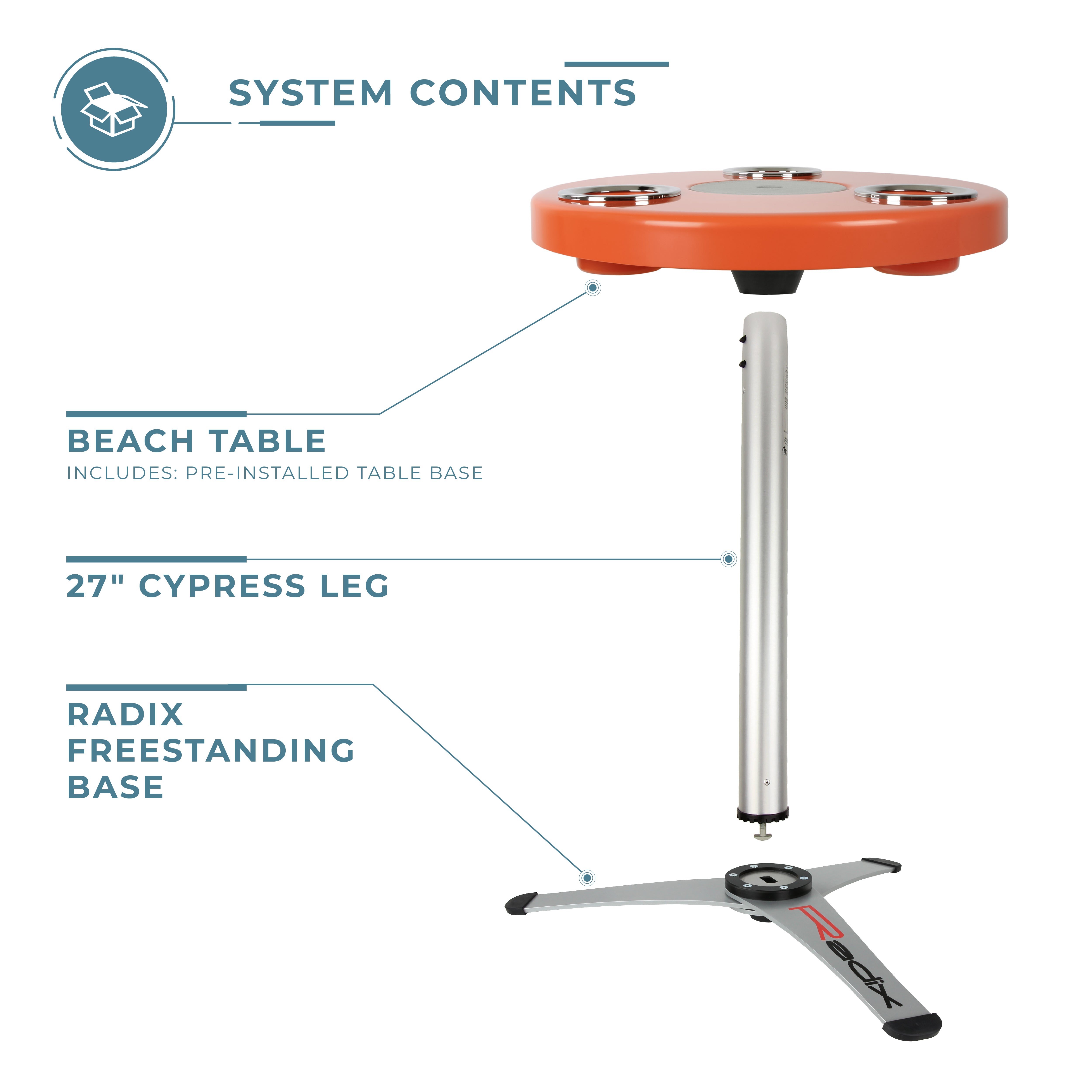Round Outdoor Table with Radix Table Leg Stand