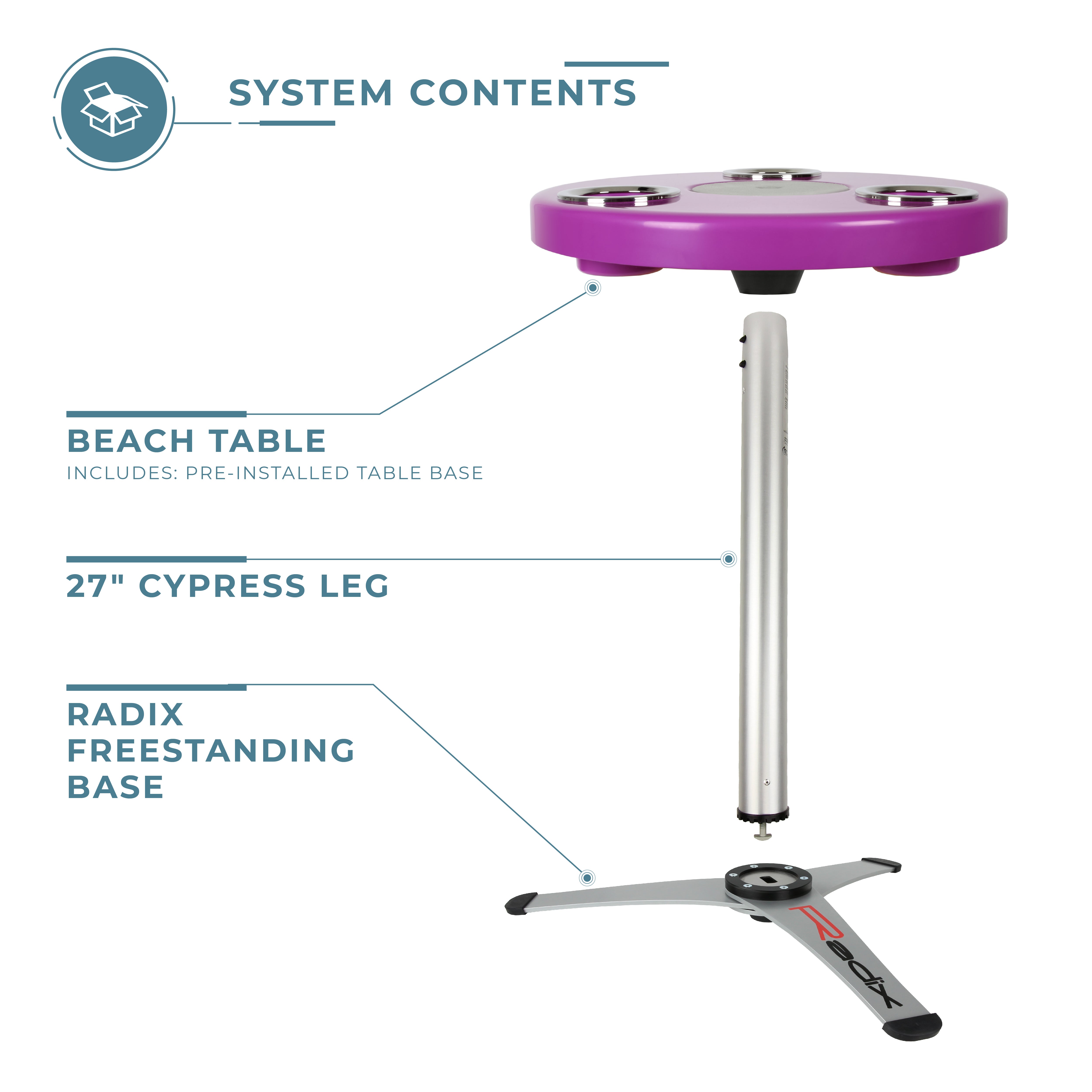 Round Outdoor Table with Radix Table Leg Stand