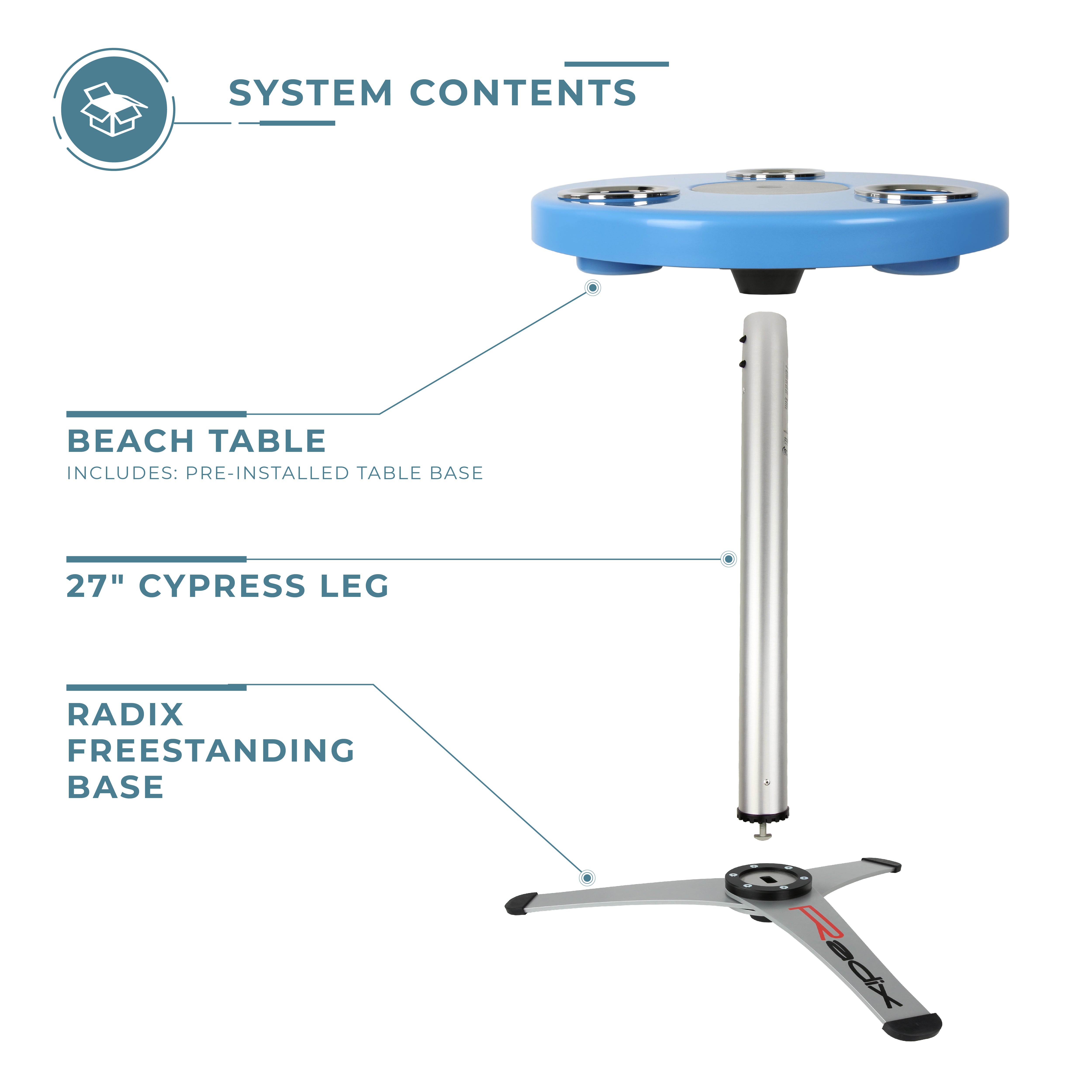 Round Outdoor Table with Radix Table Leg Stand