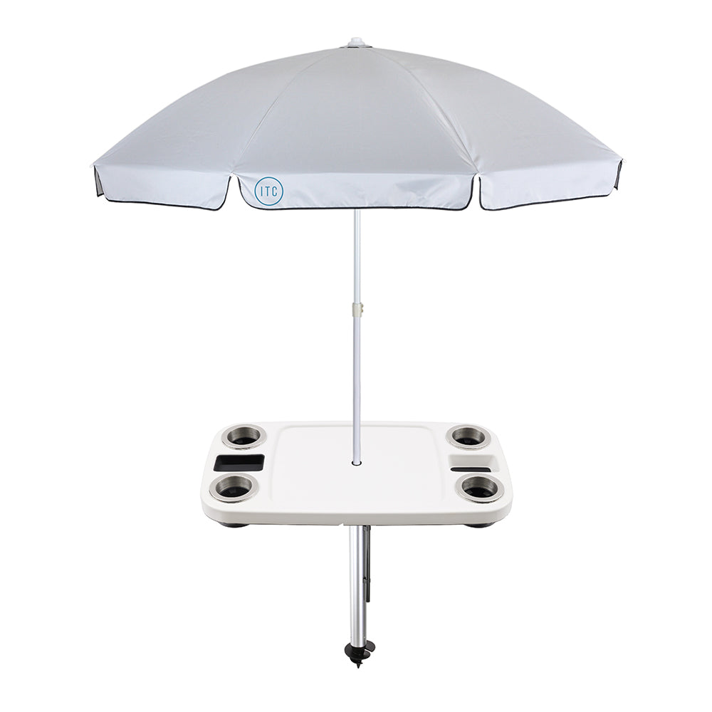 Non-Lit Party Table with Sand Bar Leg and Umbrella