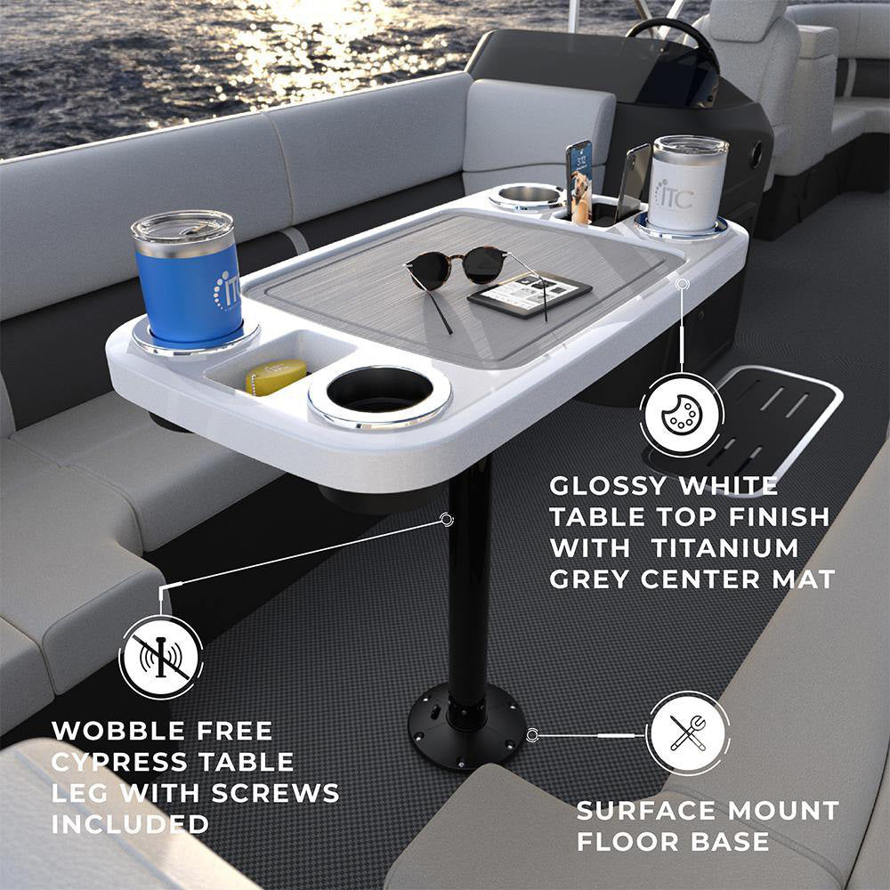 Glossy White - Non-lit Party Boat Table Systems w/ Center Foam Mat