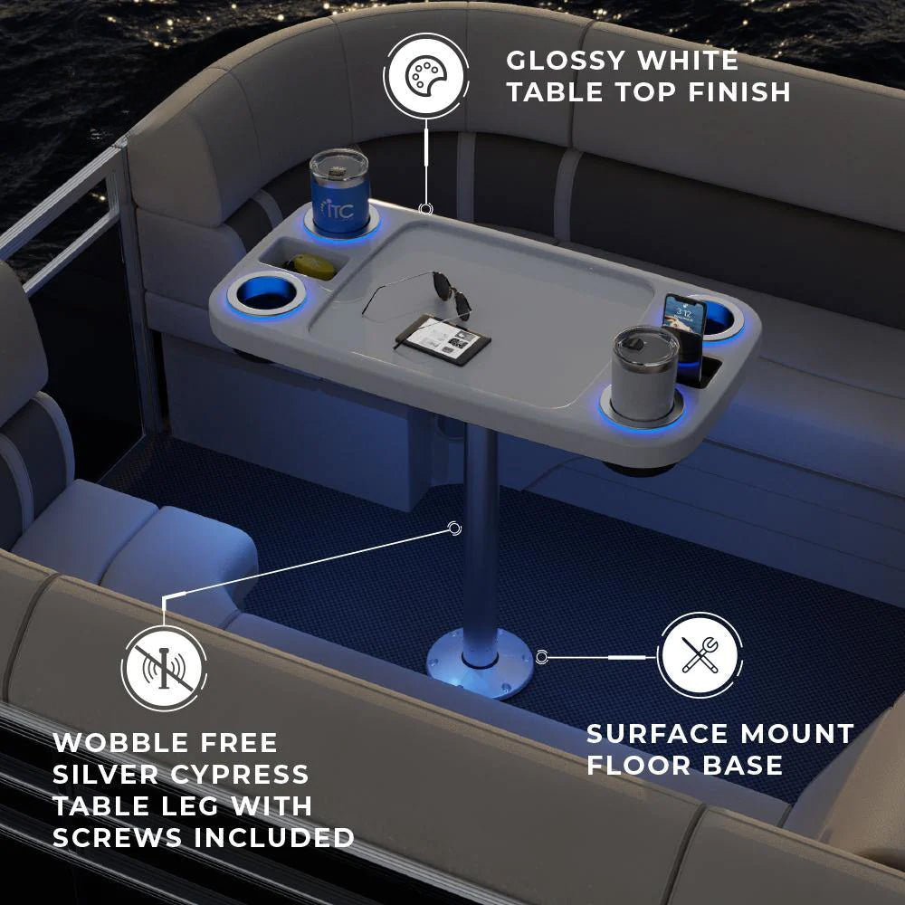Glossy White - Battery Powered LED Lit Party Boat Table Systems