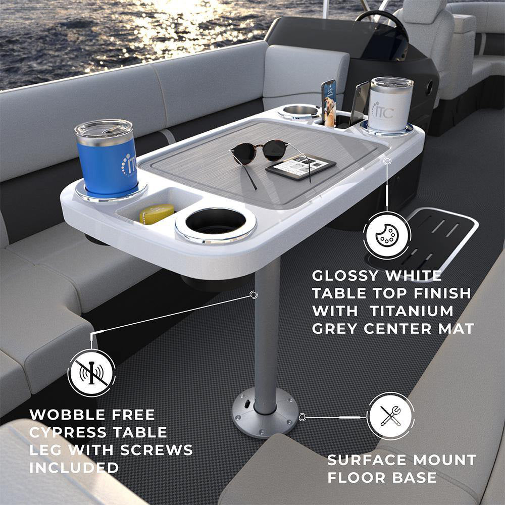 Glossy White - Non-lit Party Boat Table Systems w/ Center Foam Mat