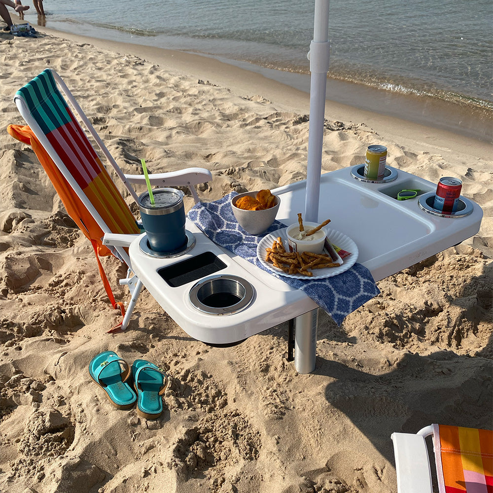 Non-Lit Party Table with Sand Bar Leg and Umbrella