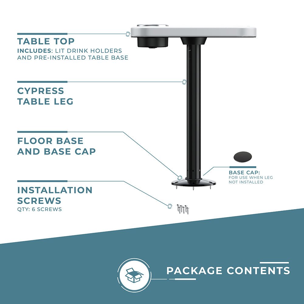 Glossy White - Unlit Cocktail Boat Table Systems | ITC SHOP NOW
