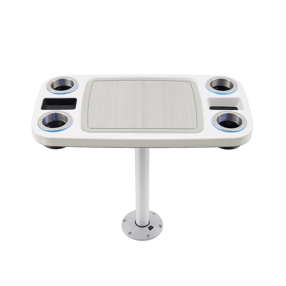 Glossy White - Battery Powered LED Lit Party Boat Table Systems W/ Center Foam Mat
