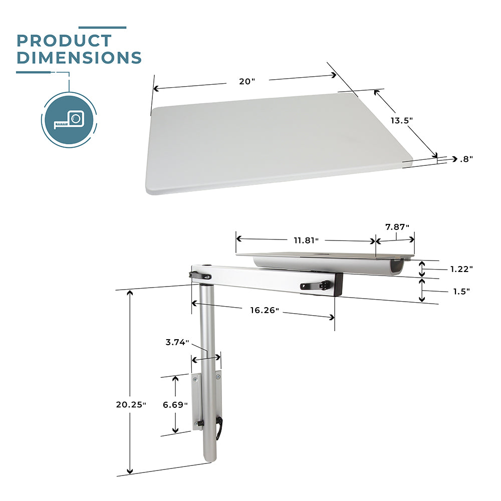 RV Side Table with MOD Leg System Product Dimensions | ITC Shop Now