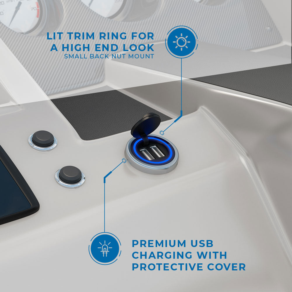 Marine Boat Black USB Premium Phone Charger for 10-12V - USB-AA-BLSS-SR | ITC SHOP NOW