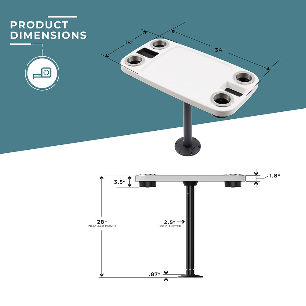 Glossy White Non-lit Boat Table Systems - ITC SHOP NOW